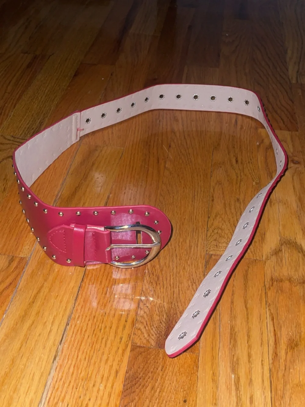 Red Grunge Studded Belt